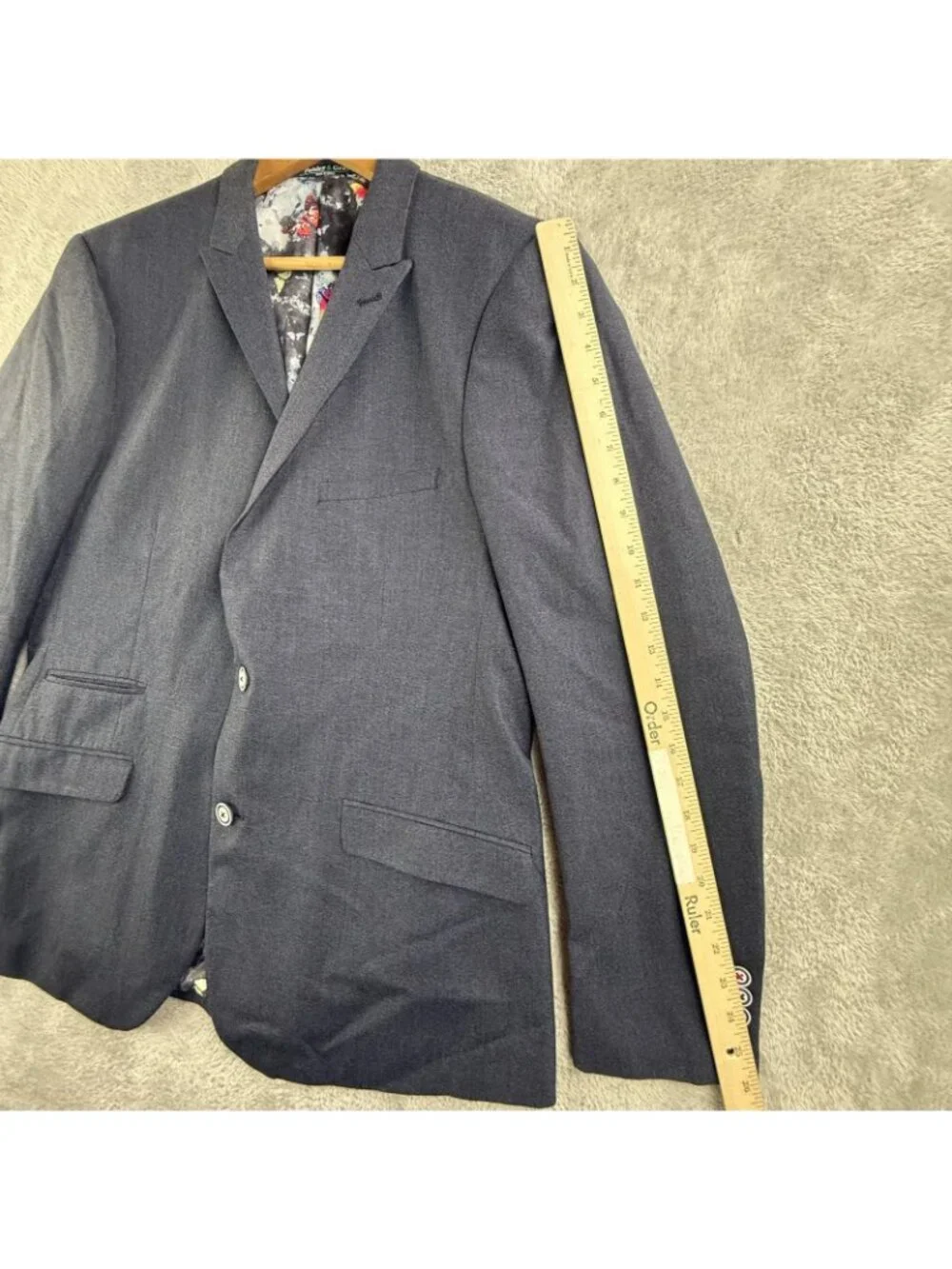 Paisley & Gray Suit Jacket Mens 42 Blue Slim Fit Butterfly Lining Sport Coat